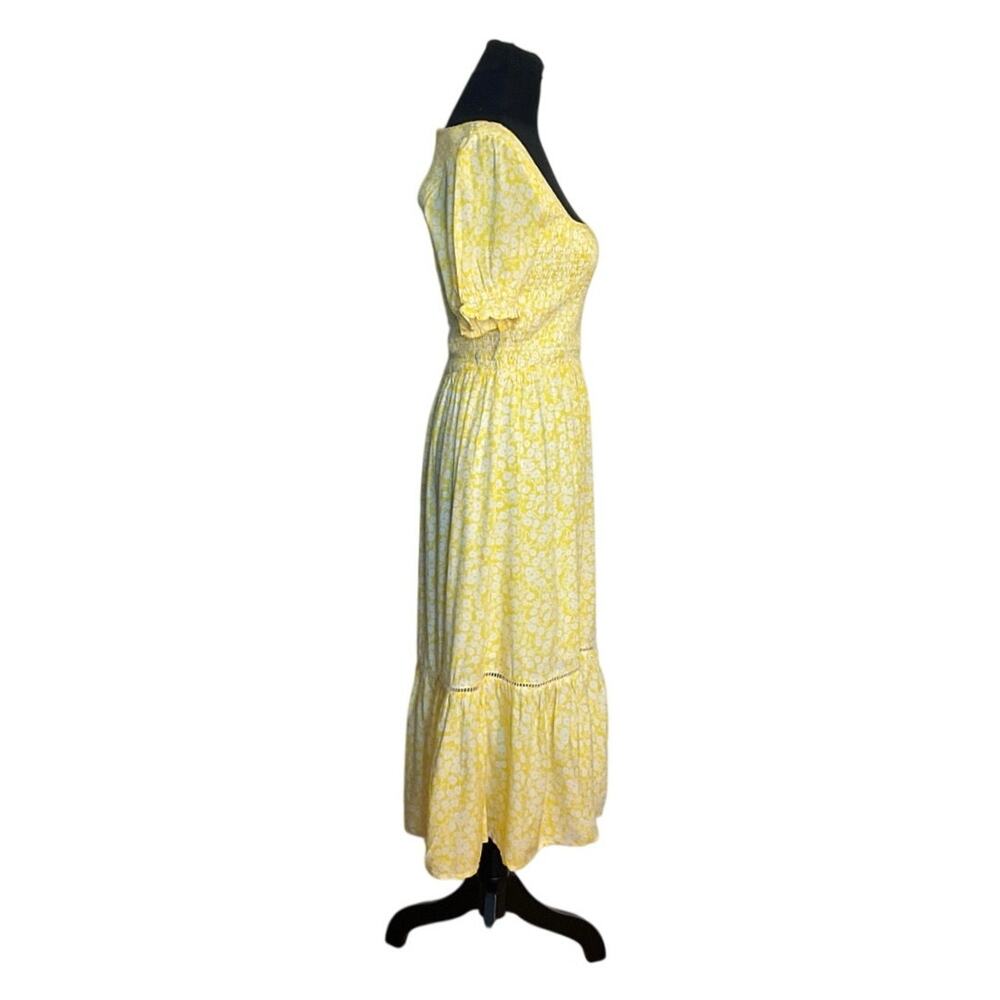 NWT Lost + Wander Yellow Floral Smocked Midi Cottagecore Prairie Sundress S - Picture 3 of 9